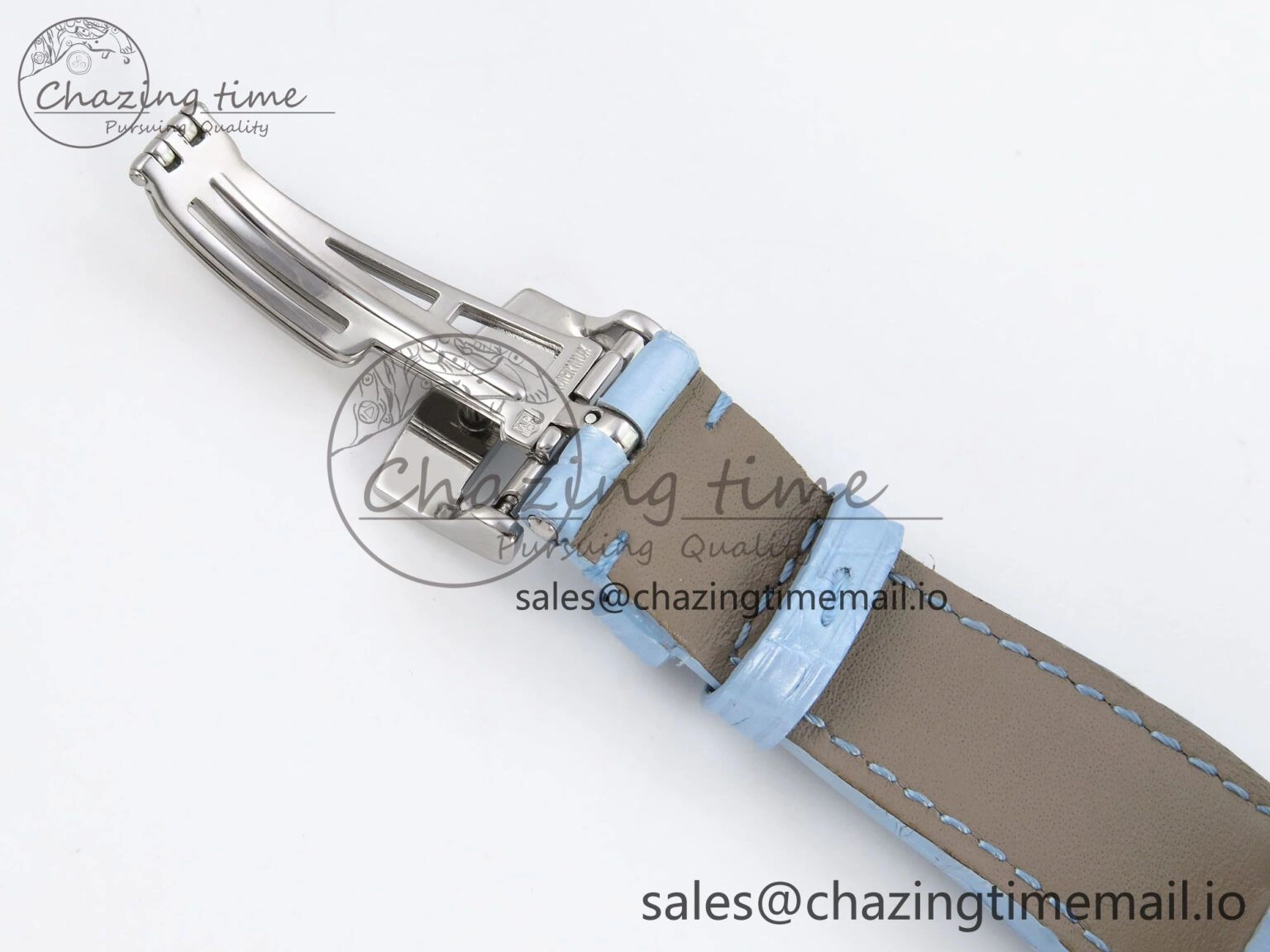 Comfortable Royal Oak Offshore Ladies 33mm SS DRF Best Edition Blue Dial Diamonds Bezel on Blue Leather Strap ETA Quartz 4397