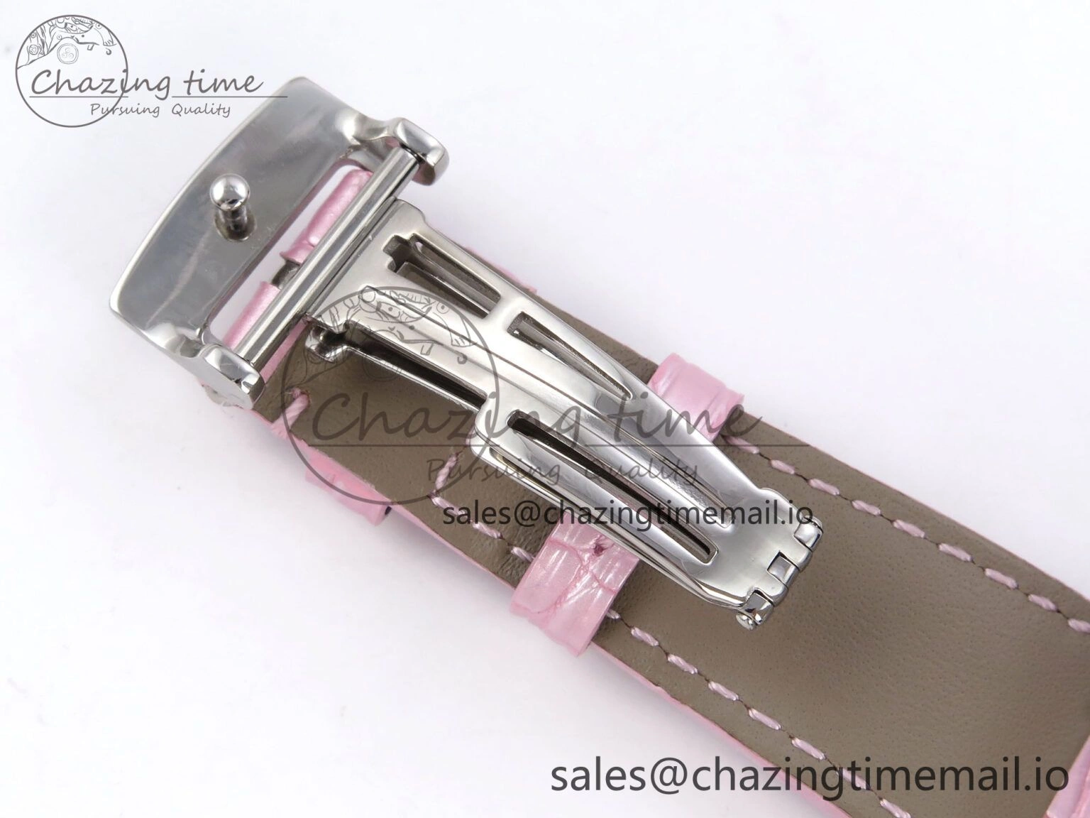 FlexibleFit Royal Oak Offshore Ladies 33mm SS DRF Best Edition Pink Dial Diamonds Bezel on Pink Leather Strap ETA Quartz 4405