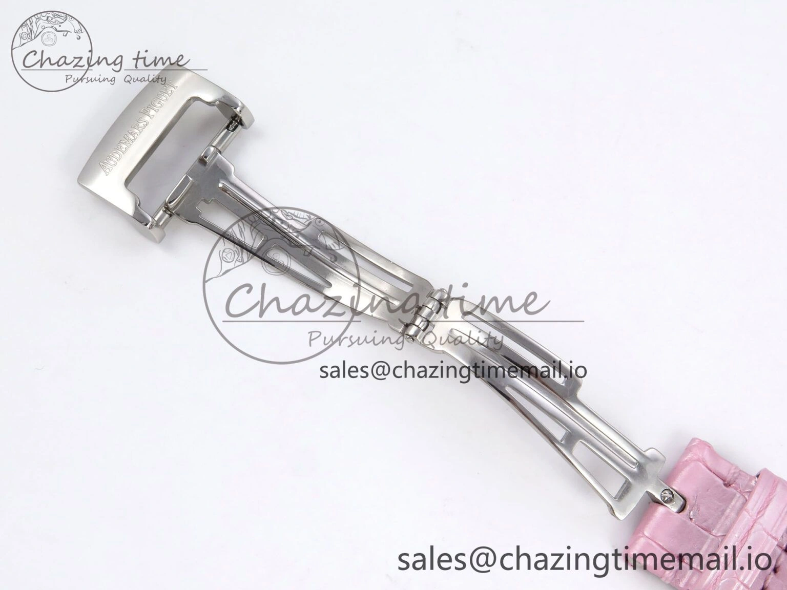 FlexibleFit Royal Oak Offshore Ladies 33mm SS DRF Best Edition Pink Dial Diamonds Bezel on Pink Leather Strap ETA Quartz 4405