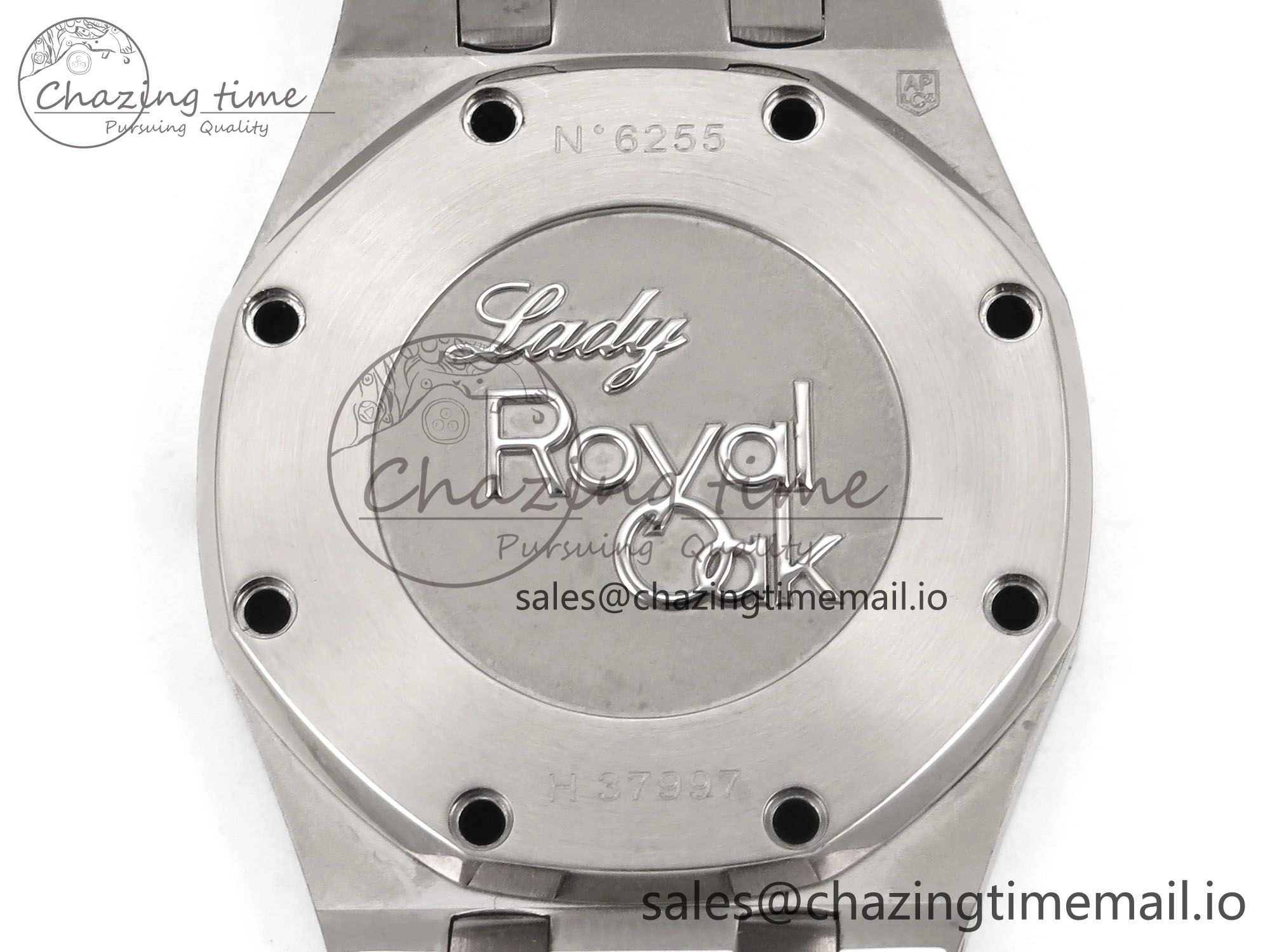SmartChoice Royal Oak Offshore Ladies 33mm SS DRF Best Edition White Dial Diamonds Bezel on White Rubber Strap ETA Quartz 4398