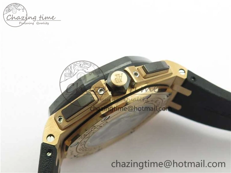 Versatile Royal Oak Offshore Pride Of Germany 44mm RG JF 1:1 Best Edition on Rubber Strap A3126 w  Cyclops and DW Mod V 4837