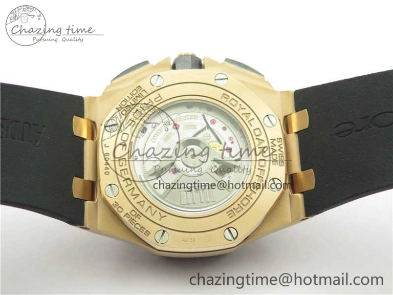 Versatile Royal Oak Offshore Pride Of Germany 44mm RG JF 1:1 Best Edition on Rubber Strap A3126 w  Cyclops and DW Mod V 4837