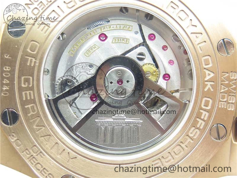 Versatile Royal Oak Offshore Pride Of Germany 44mm RG JF 1:1 Best Edition on Rubber Strap A3126 w  Cyclops and DW Mod V 4837