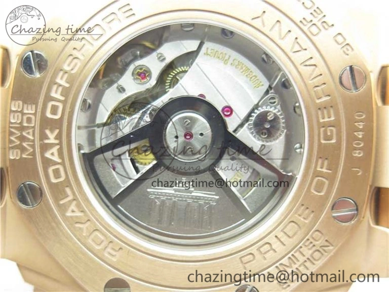 Versatile Royal Oak Offshore Pride Of Germany 44mm RG JF 1:1 Best Edition on Rubber Strap A3126 w  Cyclops and DW Mod V 4837
