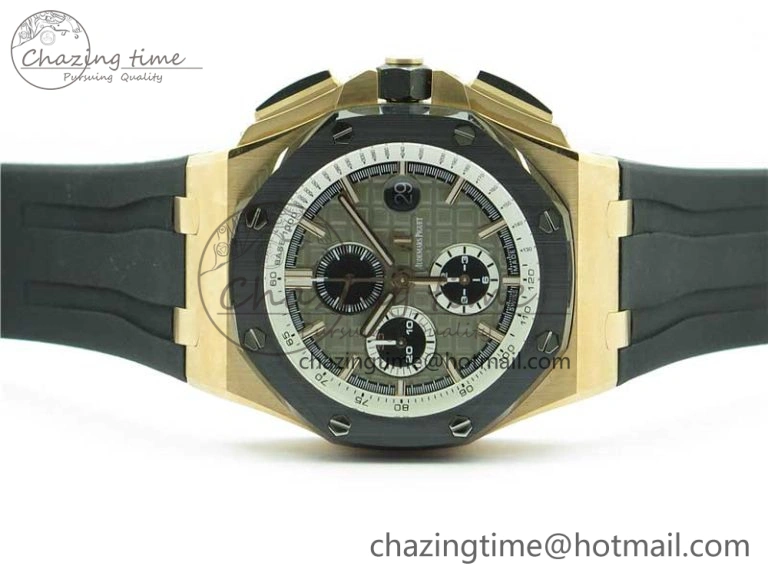 Versatile Royal Oak Offshore Pride Of Germany 44mm RG JF 1:1 Best Edition on Rubber Strap A3126 w  Cyclops and DW Mod V 4837
