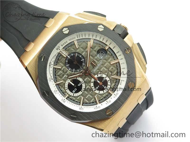 Versatile Royal Oak Offshore Pride Of Germany 44mm RG JF 1:1 Best Edition on Rubber Strap A3126 w  Cyclops and DW Mod V 4837