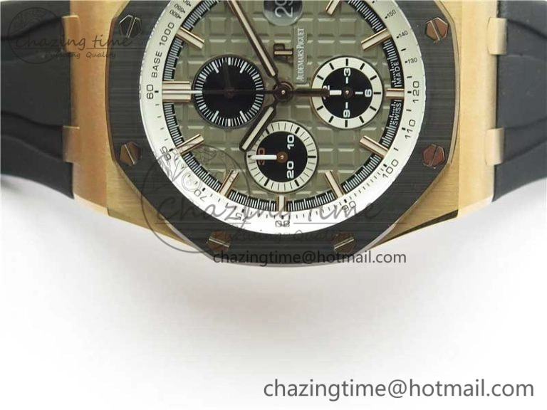 Versatile Royal Oak Offshore Pride Of Germany 44mm RG JF 1:1 Best Edition on Rubber Strap A3126 w  Cyclops and DW Mod V 4837