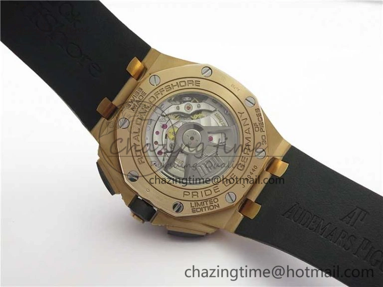 Versatile Royal Oak Offshore Pride Of Germany 44mm RG JF 1:1 Best Edition on Rubber Strap A3126 w  Cyclops and DW Mod V 4837