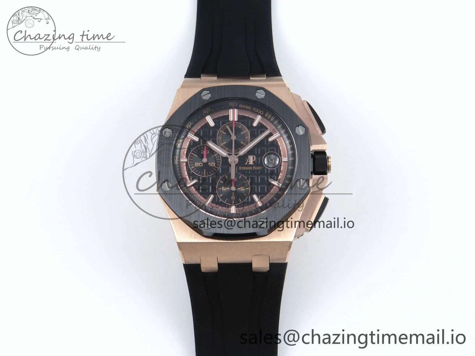 OnTrend Royal Oak Offshore RG APF Best Edition Black Dial on Black Rubber Strap A 4273