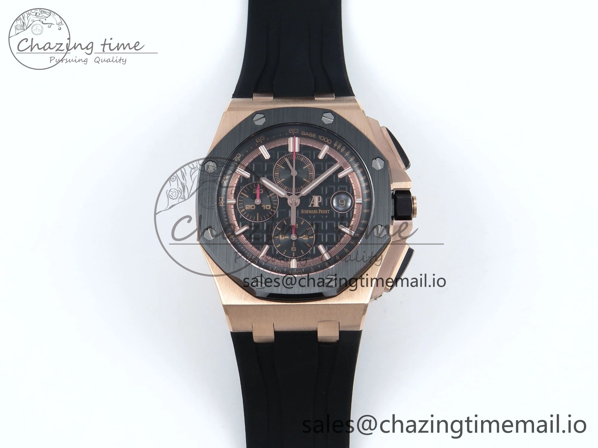 OnTrend Royal Oak Offshore RG APF Best Edition Black Dial on Black Rubber Strap A 4273