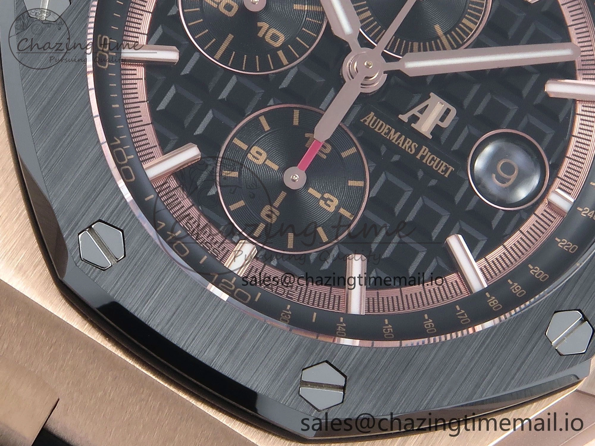 OnTrend Royal Oak Offshore RG APF Best Edition Black Dial on Black Rubber Strap A 4273