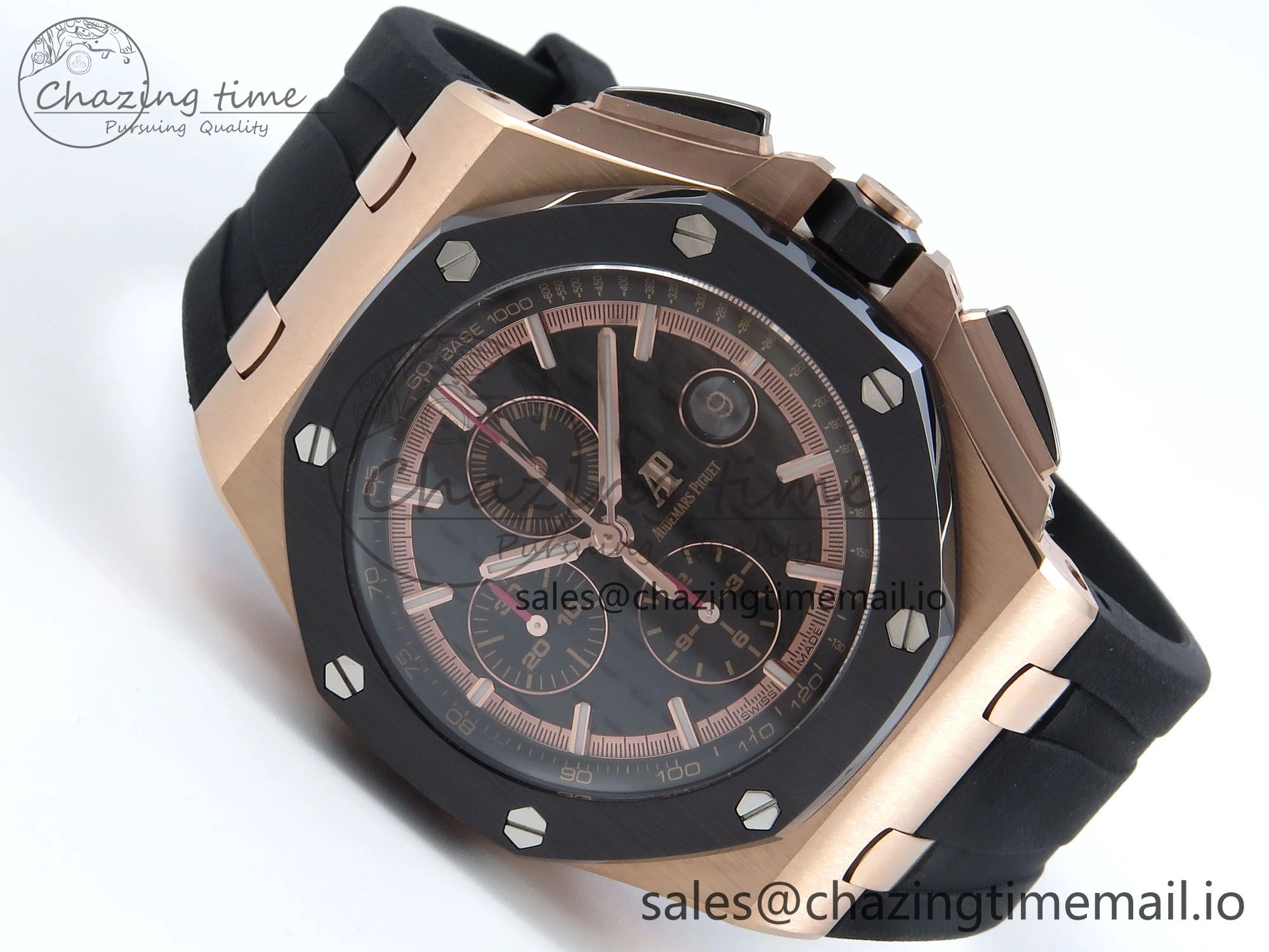 OnTrend Royal Oak Offshore RG APF Best Edition Black Dial on Black Rubber Strap A 4273