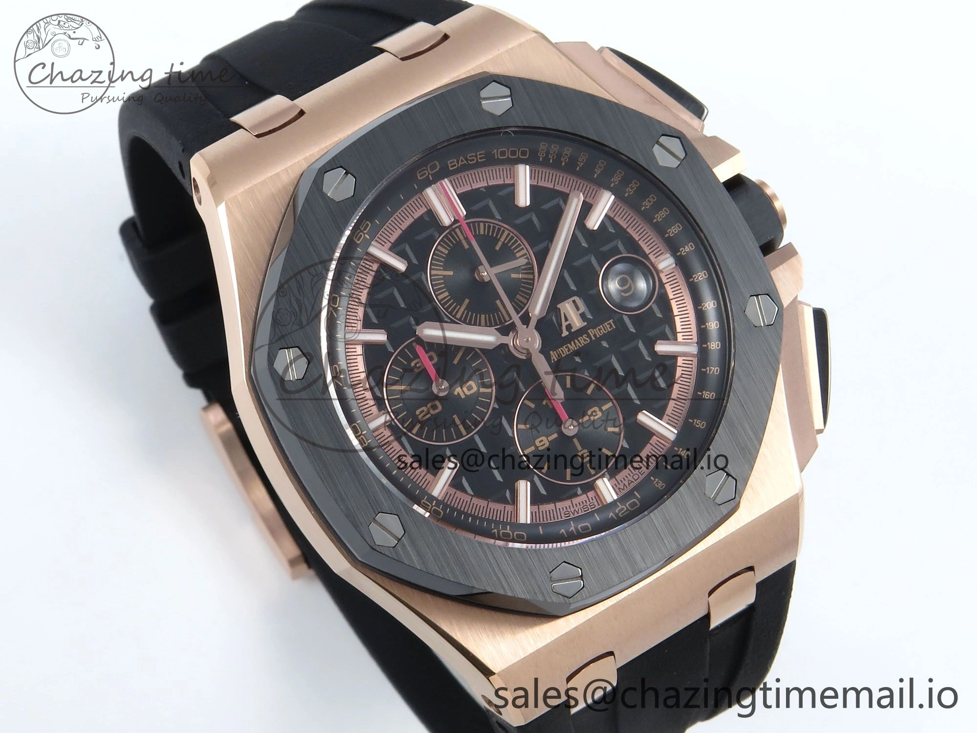 OnTrend Royal Oak Offshore RG APF Best Edition Black Dial on Black Rubber Strap A 4273