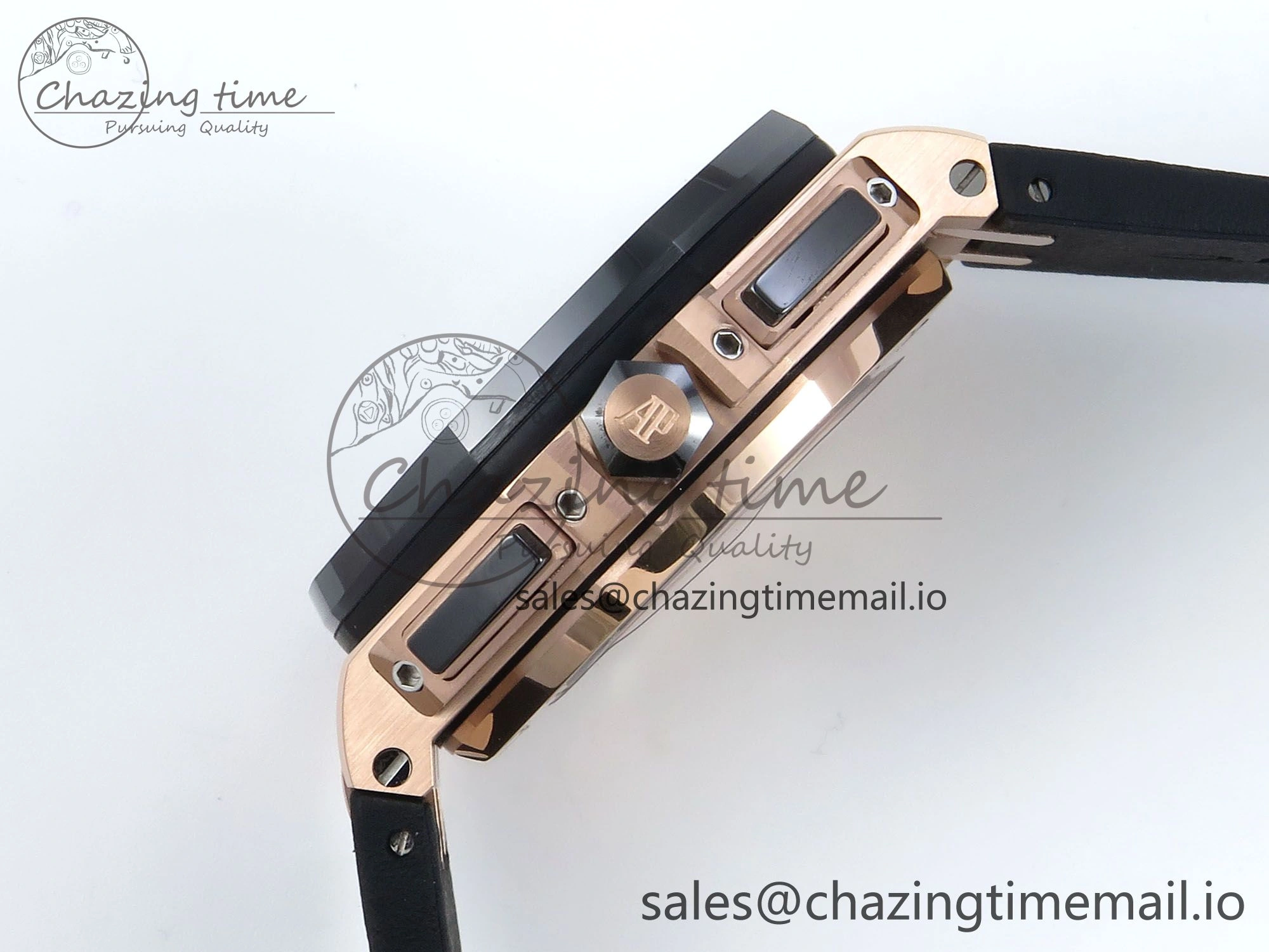 OnTrend Royal Oak Offshore RG APF Best Edition Black Dial on Black Rubber Strap A 4273