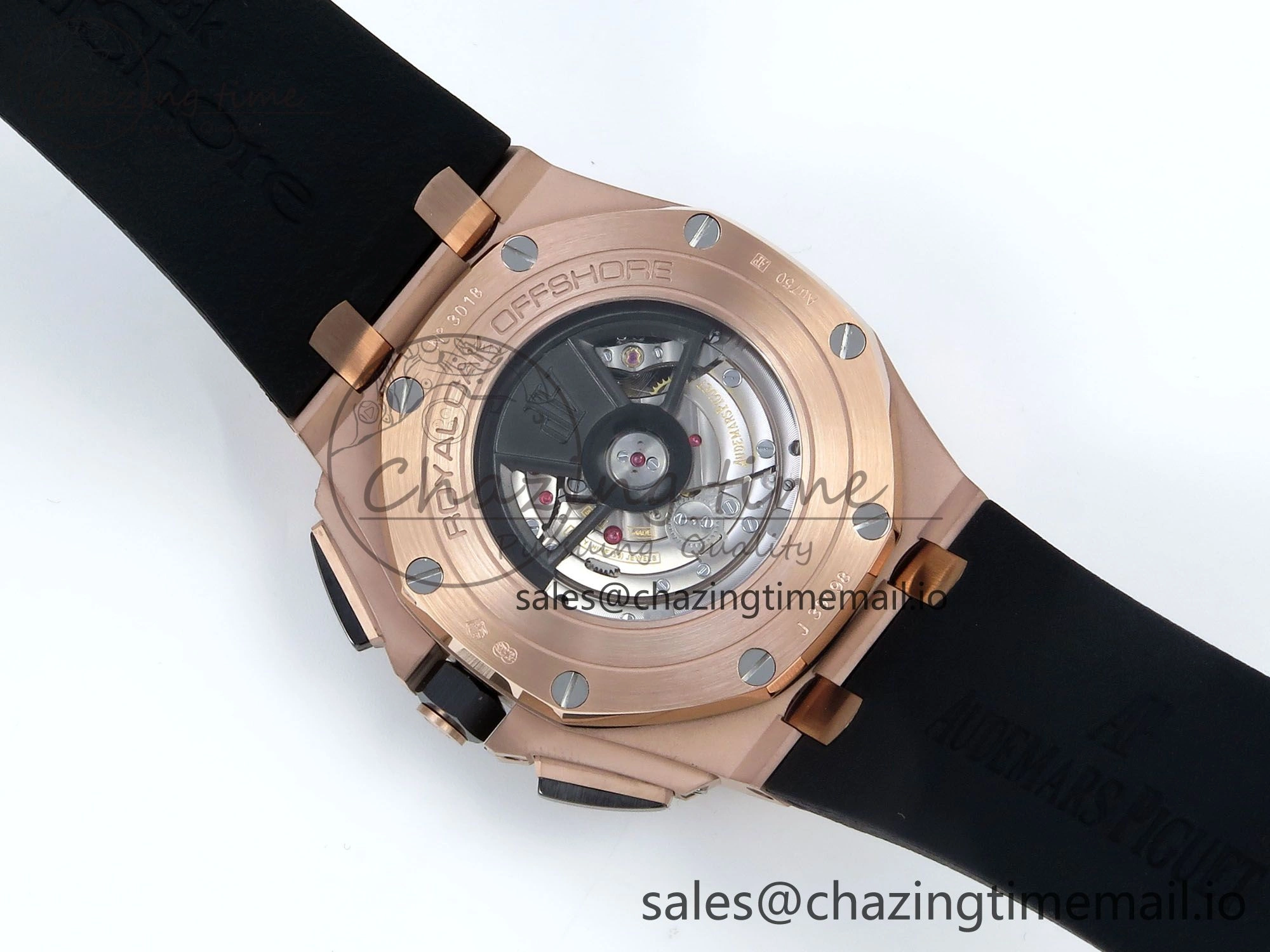 OnTrend Royal Oak Offshore RG APF Best Edition Black Dial on Black Rubber Strap A 4273