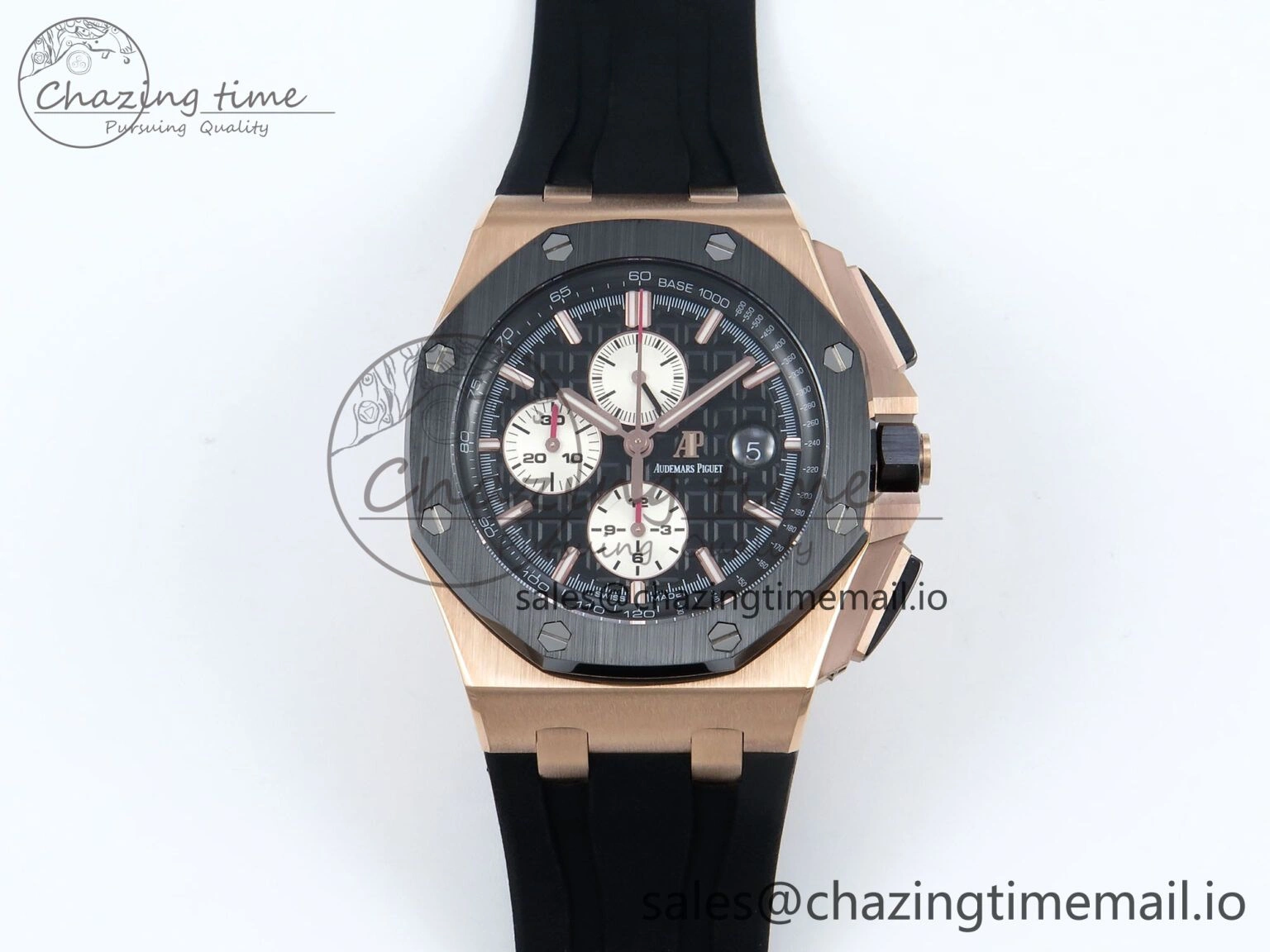 Upgraded Royal Oak Offshore RG APF Best Edition Black White Dial on Black Rubber Strap A 4271