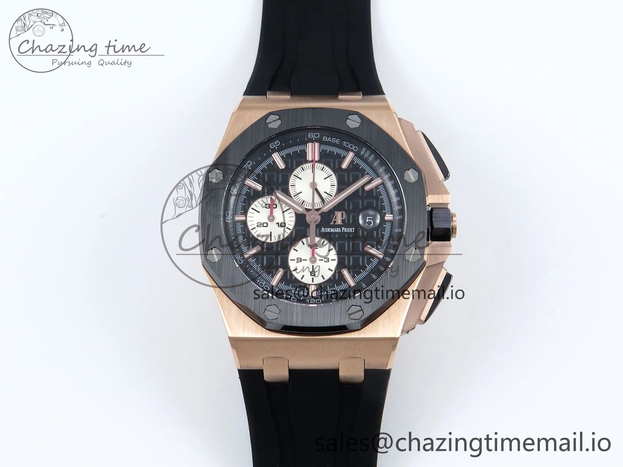 Upgraded Royal Oak Offshore RG APF Best Edition Black White Dial on Black Rubber Strap A 4271