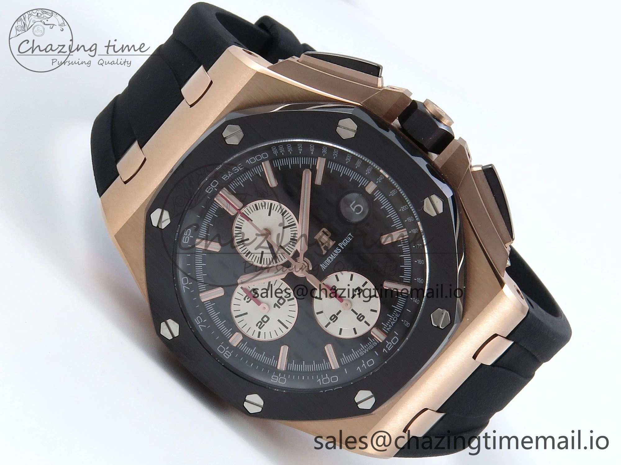 Upgraded Royal Oak Offshore RG APF Best Edition Black White Dial on Black Rubber Strap A 4271
