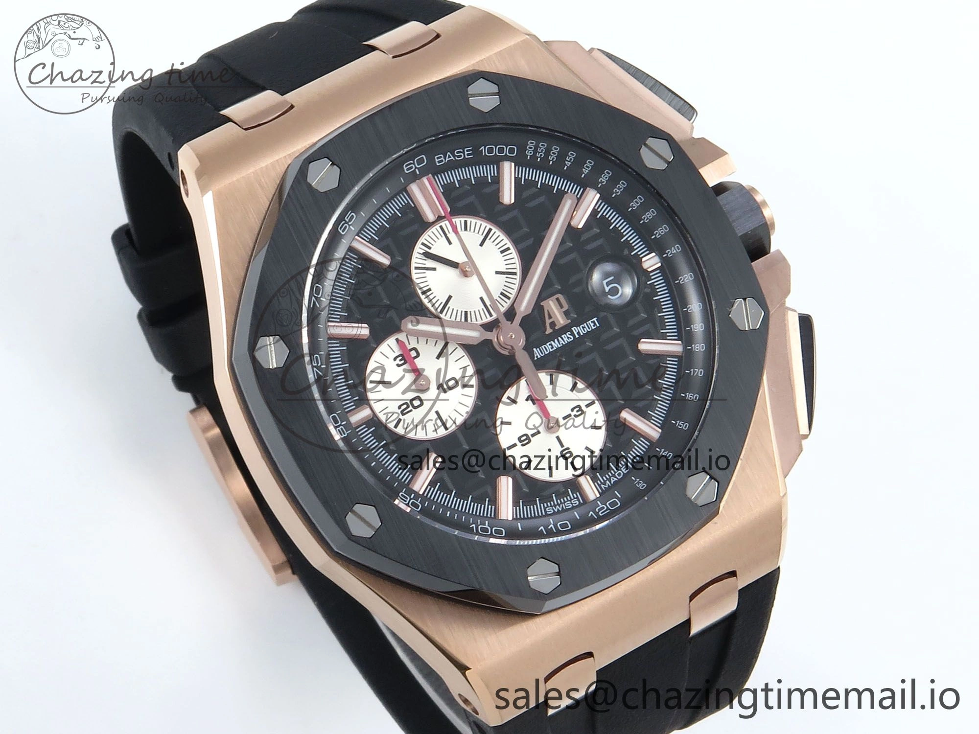 Upgraded Royal Oak Offshore RG APF Best Edition Black White Dial on Black Rubber Strap A 4271