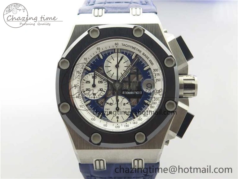 Packable Royal Oak Offshore Ruben Barrichello II JF Best Edition Blue Dial on Blue Leather Strap A3126 V 4861