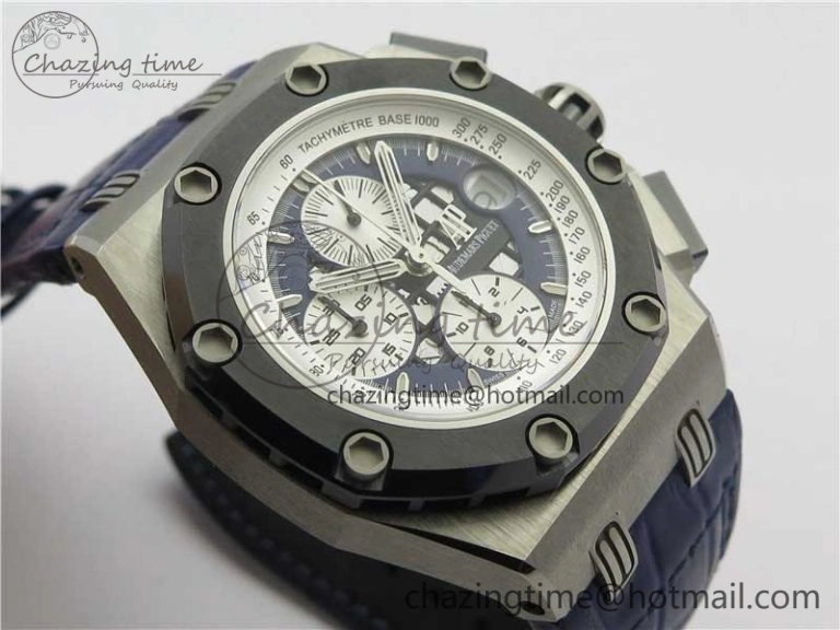 Packable Royal Oak Offshore Ruben Barrichello II JF Best Edition Blue Dial on Blue Leather Strap A3126 V 4861