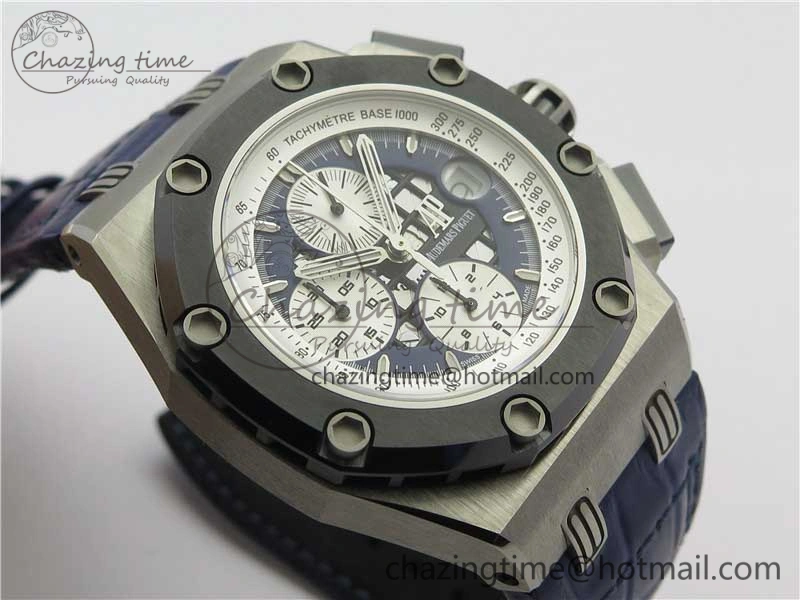 Packable Royal Oak Offshore Ruben Barrichello II JF Best Edition Blue Dial on Blue Leather Strap A3126 V 4861