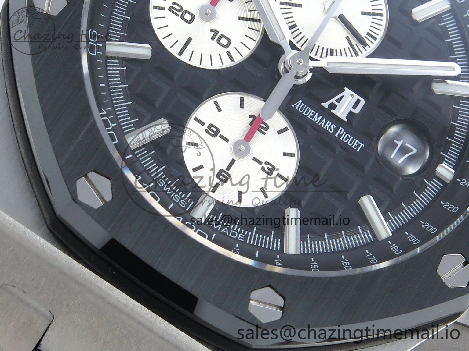 Practical Royal Oak Offshore SS APF Best Edition Black White Dial on Black Rubber Strap A 4276