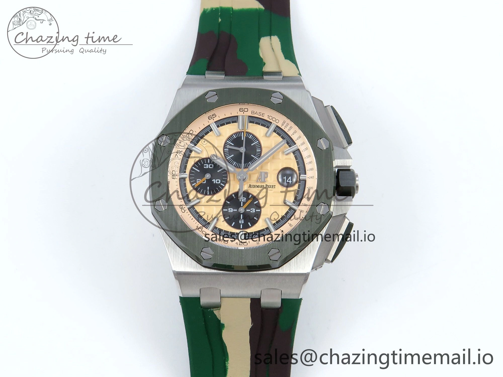 EasyCare Royal Oak Offshore SS APF Best Edition Cream Dial on Green Camou Rubber Strap A 4272