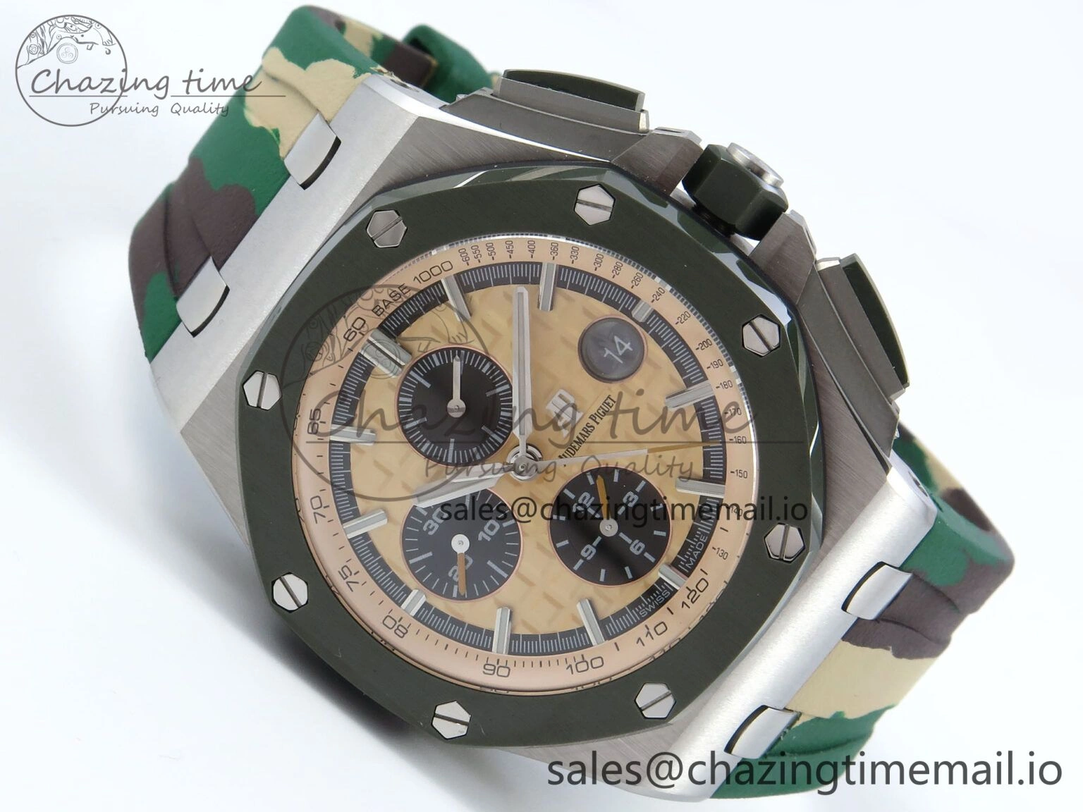 EasyCare Royal Oak Offshore SS APF Best Edition Cream Dial on Green Camou Rubber Strap A 4272