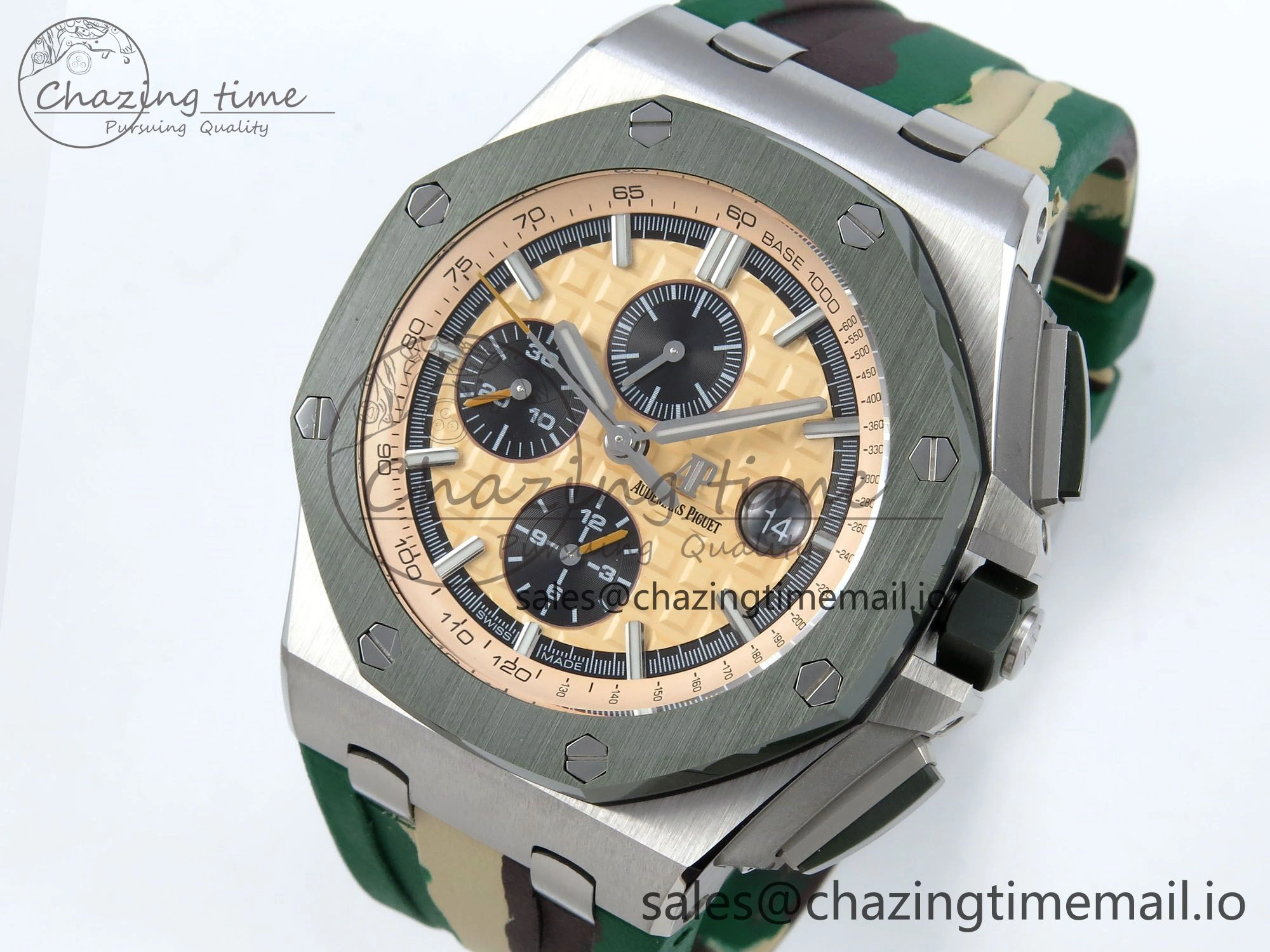 EasyCare Royal Oak Offshore SS APF Best Edition Cream Dial on Green Camou Rubber Strap A 4272