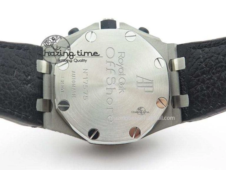 Royal Oak Offshore SS Full Paved Diamonds JF Best Edition on Black Leather Strap A Stretchable 5141