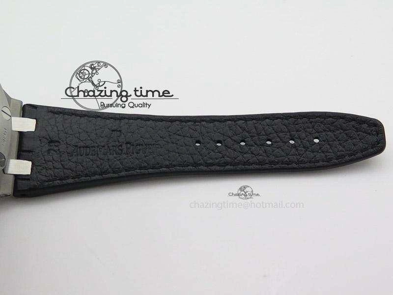 Royal Oak Offshore SS Full Paved Diamonds JF Best Edition on Black Leather Strap A Stretchable 5141