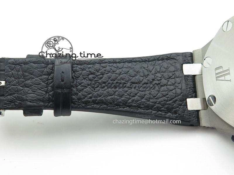 Royal Oak Offshore SS Full Paved Diamonds JF Best Edition on Black Leather Strap A Stretchable 5141