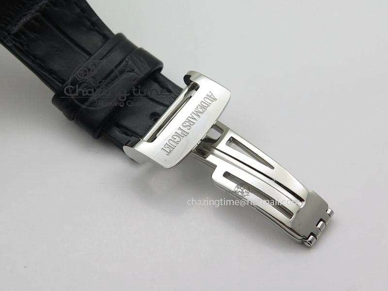 Royal Oak Offshore SS Full Paved Diamonds JF Best Edition on Black Leather Strap A Stretchable 5141
