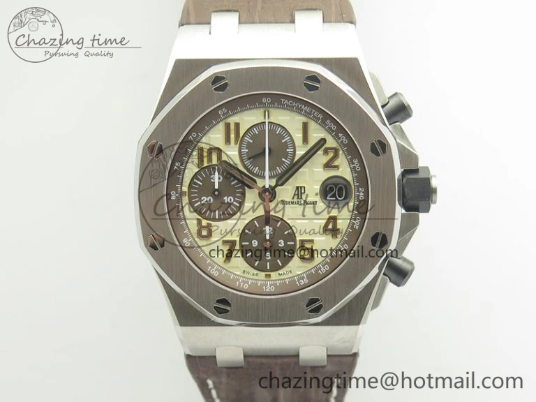 Royal Oak Offshore Safari 2014 JF On Brown Leather Strap A3126 V2 w Cyclops And DW Mod (Free Rubber Strap) GoodFit 4952