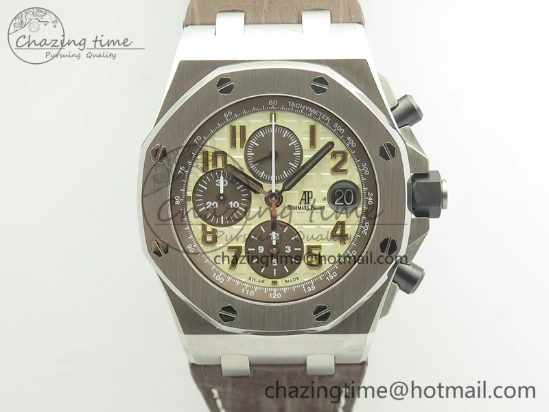 Royal Oak Offshore Safari 2014 JF On Brown Leather Strap A3126 V2 w Cyclops And DW Mod (Free Rubber Strap) GoodFit 4952