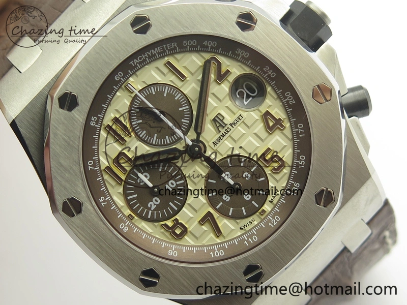 Royal Oak Offshore Safari 2014 JF On Brown Leather Strap A3126 V2 w Cyclops And DW Mod (Free Rubber Strap) GoodFit 4952