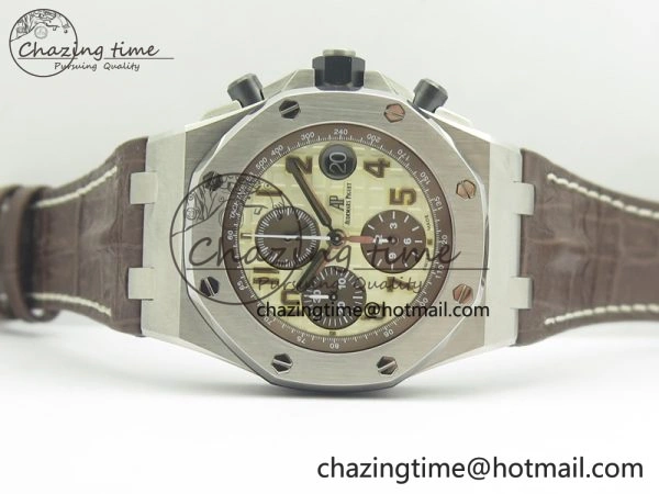 Royal Oak Offshore Safari 2014 JF On Brown Leather Strap A3126 V2 w Cyclops And DW Mod (Free Rubber Strap) GoodFit 4952