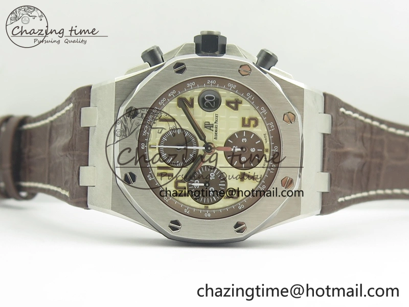 Royal Oak Offshore Safari 2014 JF On Brown Leather Strap A3126 V2 w Cyclops And DW Mod (Free Rubber Strap) GoodFit 4952
