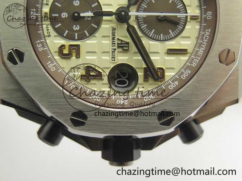Royal Oak Offshore Safari 2014 JF On Brown Leather Strap A3126 V2 w Cyclops And DW Mod (Free Rubber Strap) GoodFit 4952