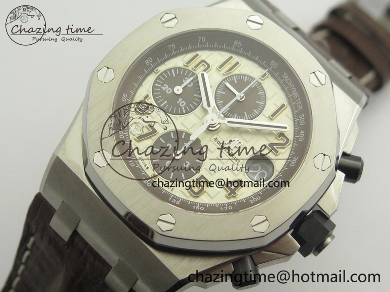 Royal Oak Offshore Safari 2014 JF On Brown Leather Strap A3126 V2 w Cyclops And DW Mod (Free Rubber Strap) GoodFit 4952