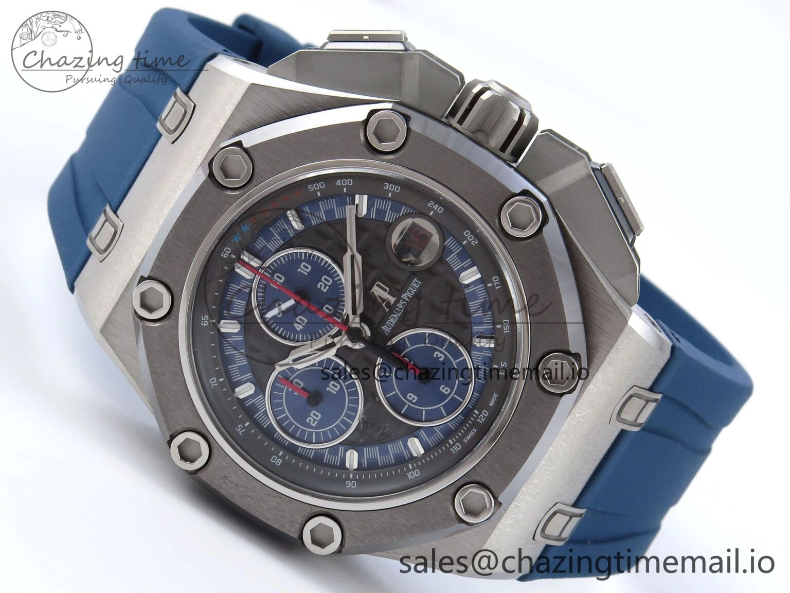 Royal Oak Offshore Schumacher SS TKF Best Edition Gray Blue Dial on Blue Rubber Strap A Chic 4365