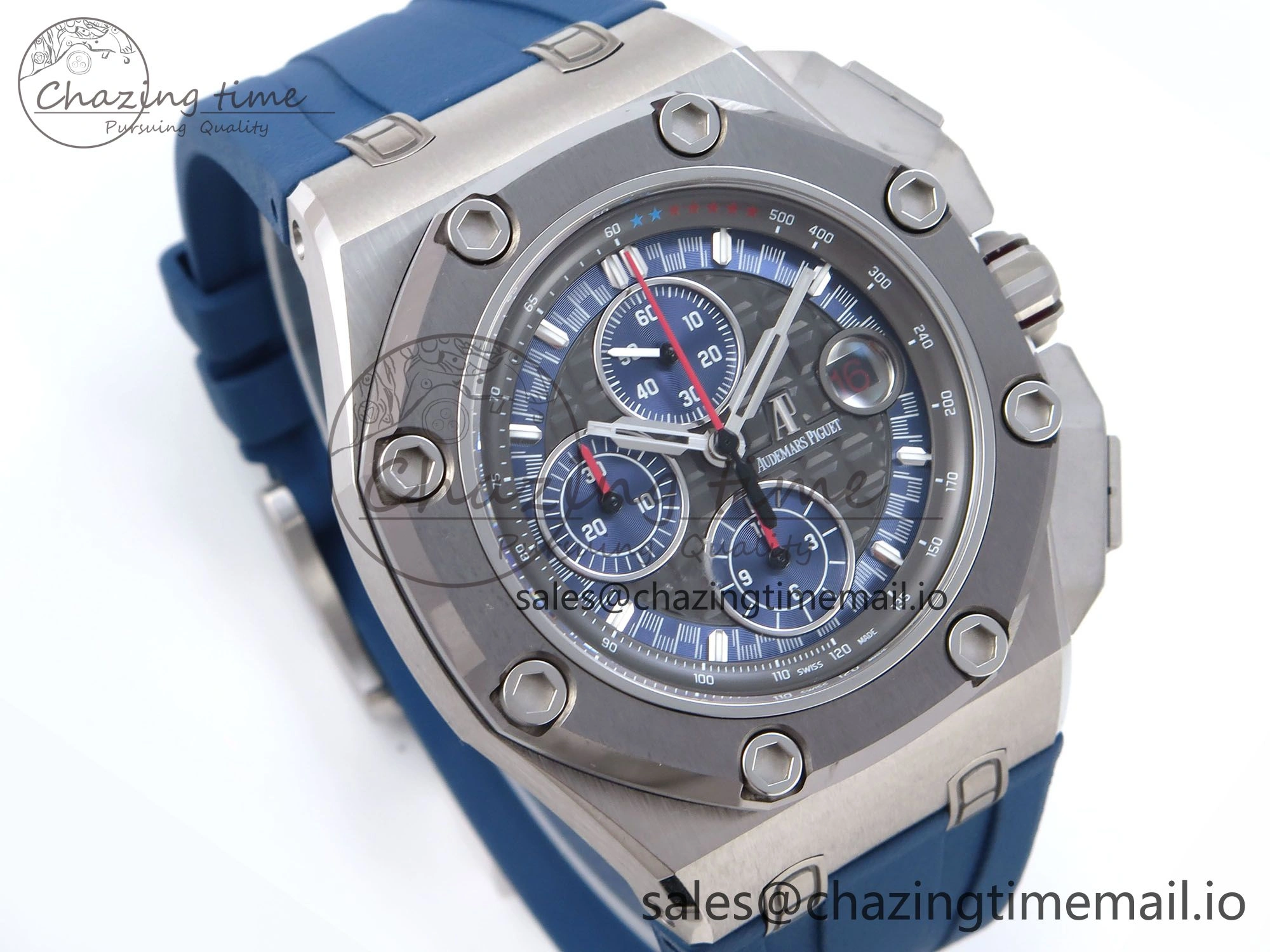 Royal Oak Offshore Schumacher SS TKF Best Edition Gray Blue Dial on Blue Rubber Strap A Chic 4365