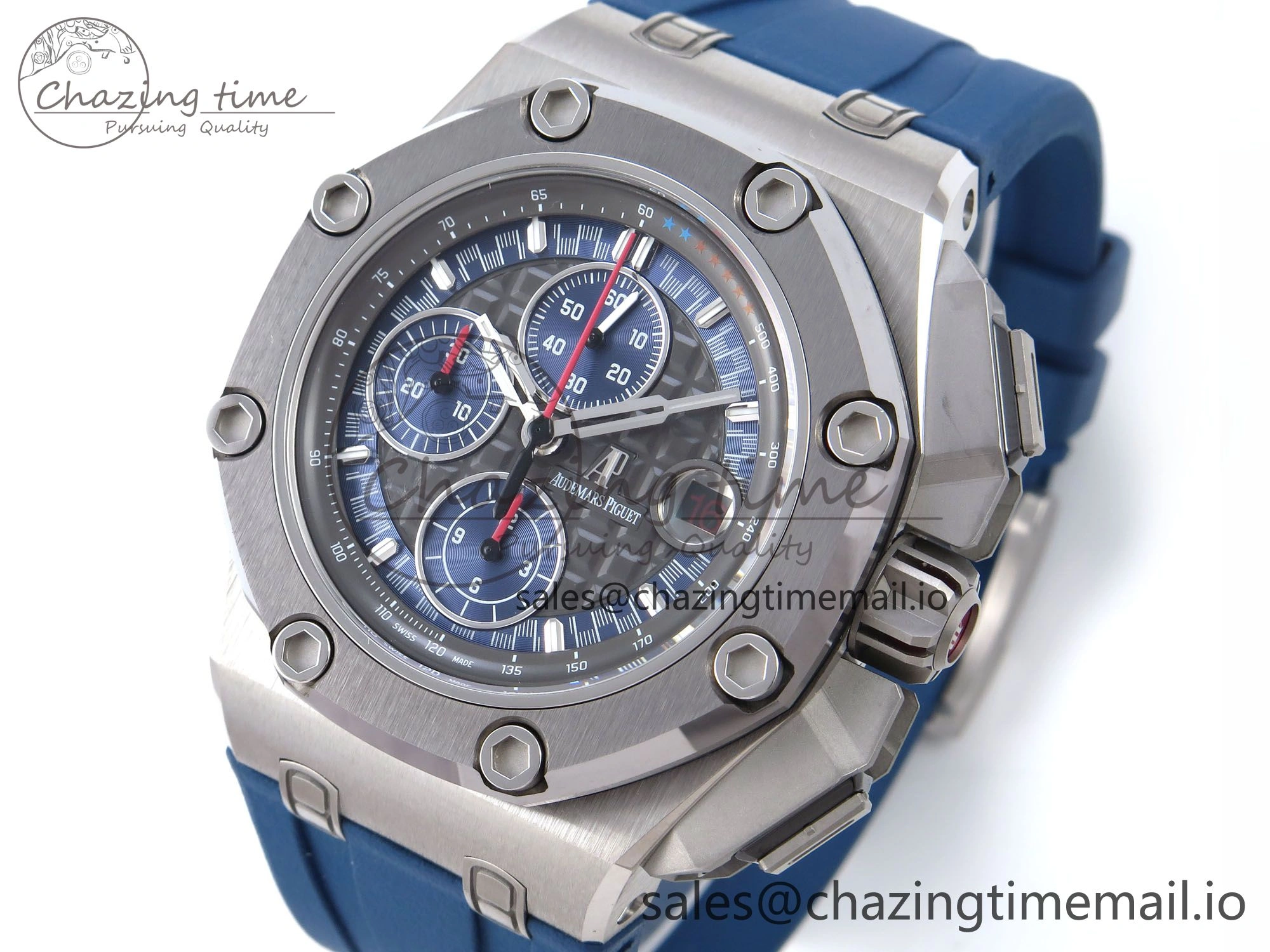 Royal Oak Offshore Schumacher SS TKF Best Edition Gray Blue Dial on Blue Rubber Strap A Chic 4365