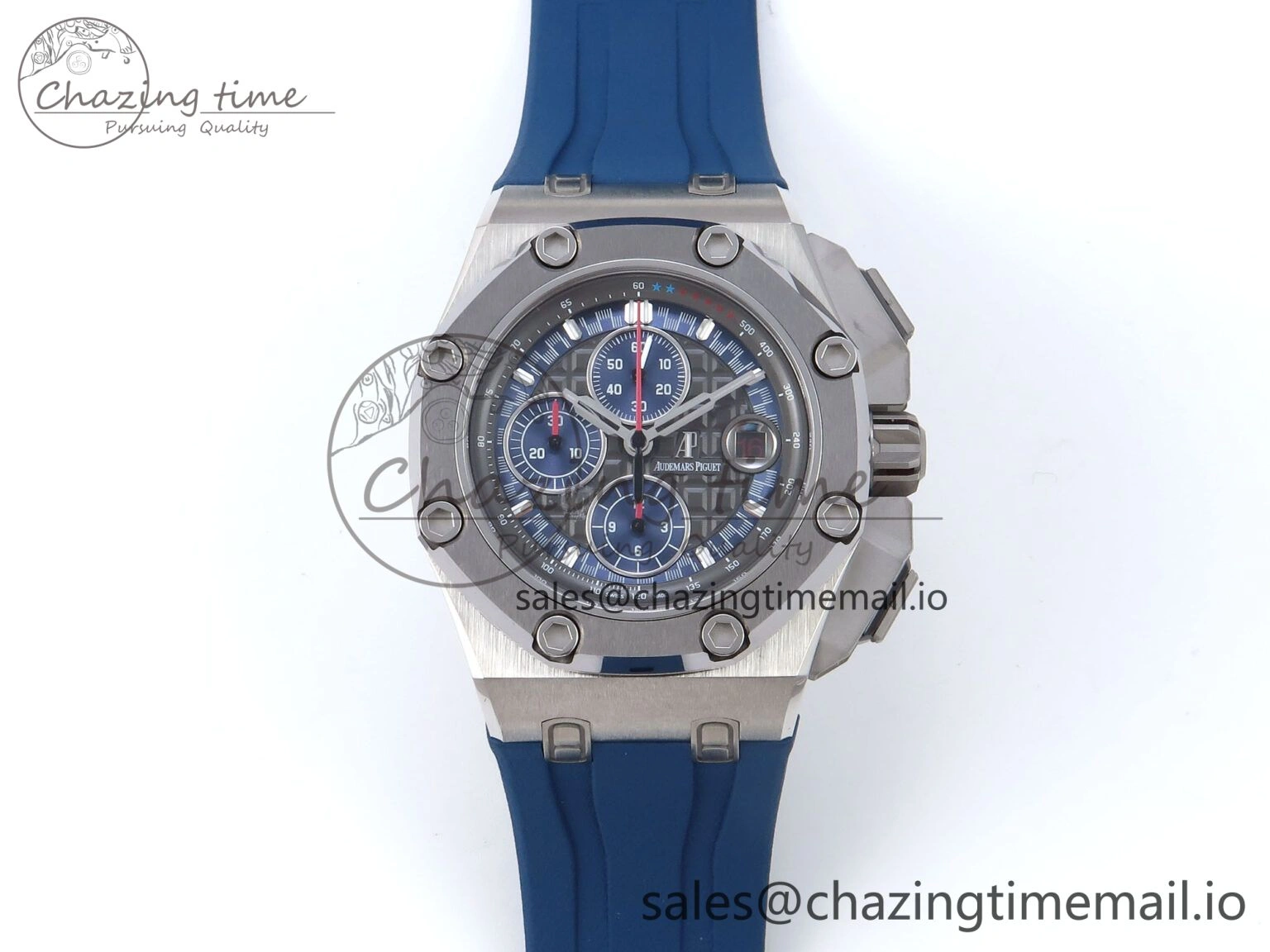 Royal Oak Offshore Schumacher SS TKF Best Edition Gray Blue Dial on Blue Rubber Strap A Chic 4365