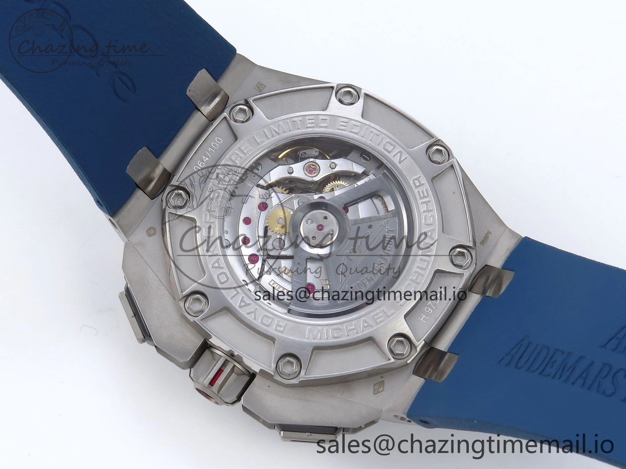 Royal Oak Offshore Schumacher SS TKF Best Edition Gray Blue Dial on Blue Rubber Strap A Chic 4365