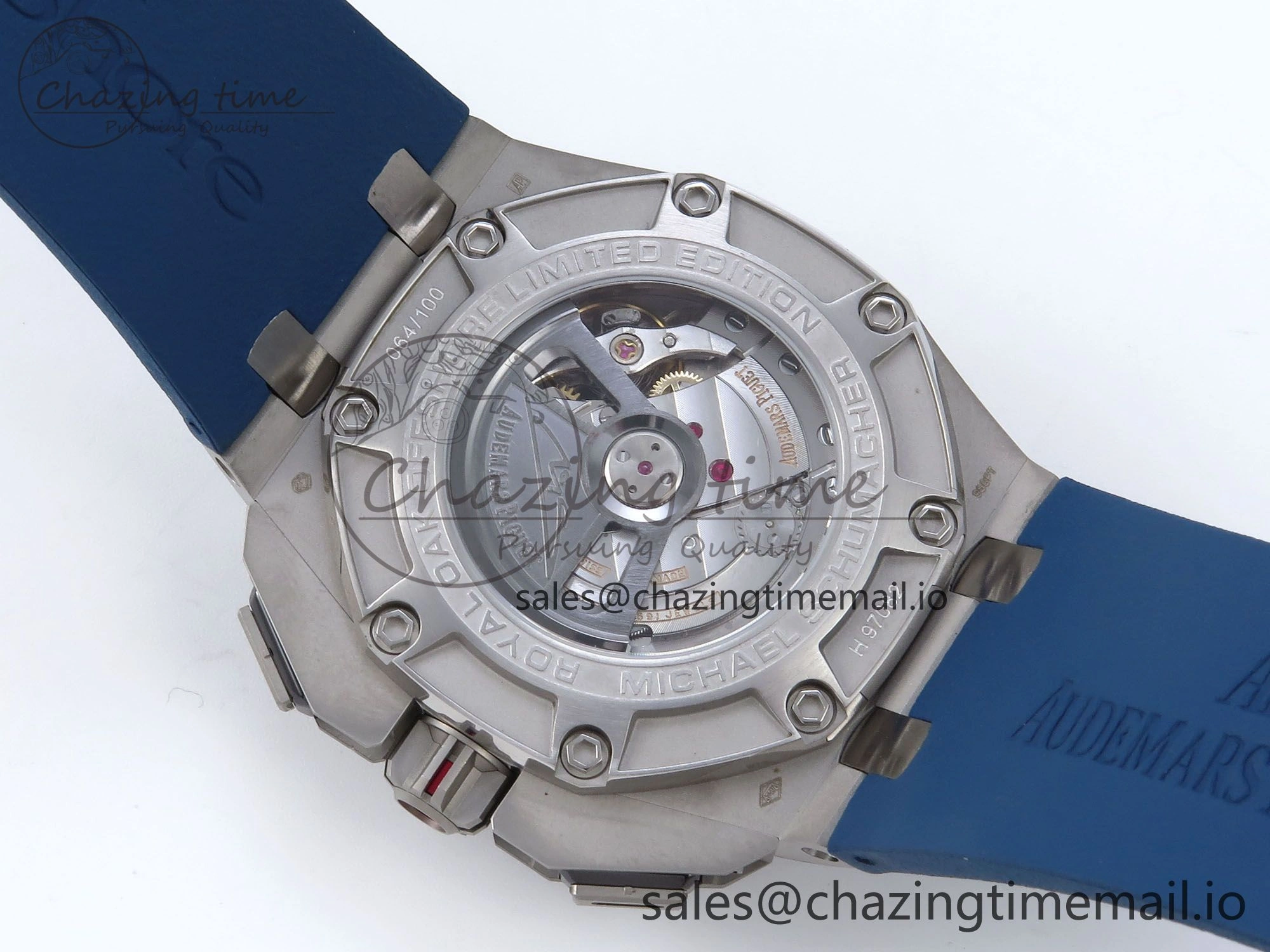 Royal Oak Offshore Schumacher SS TKF Best Edition Gray Blue Dial on Blue Rubber Strap A Chic 4365
