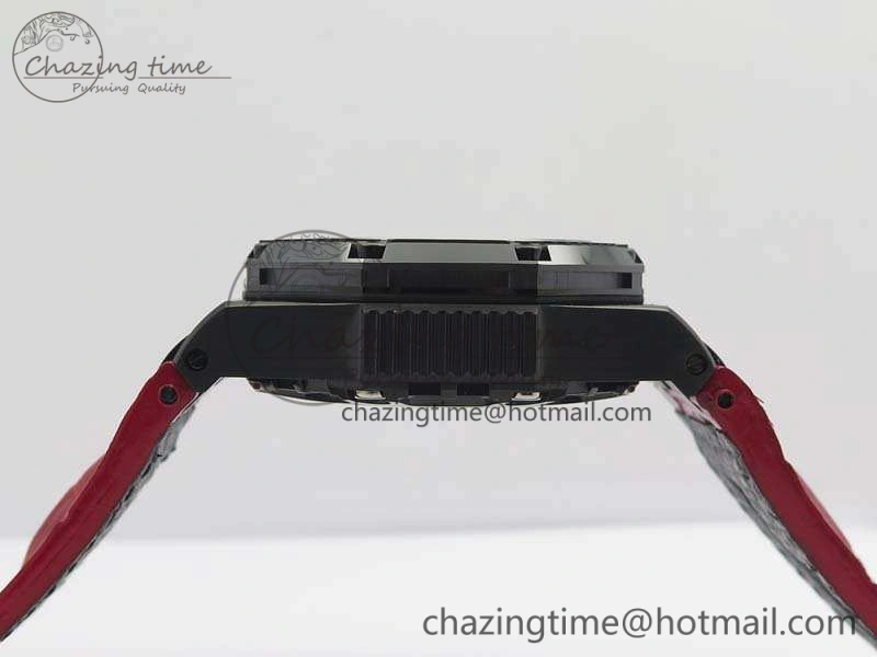 Elegant Royal Oak Offshore Survivor DLC Noob 1:1 Best Edition Black Dial On Red Leather Strap (Free Rubber Strap) 4975