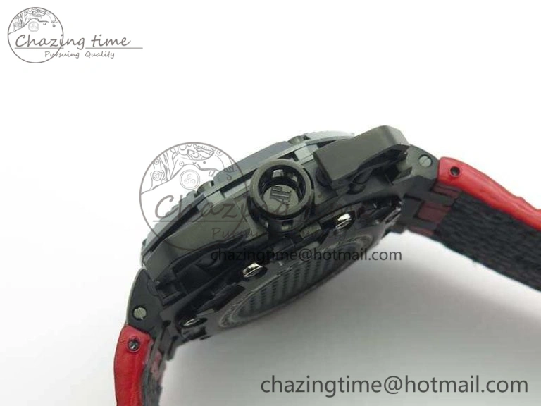 Elegant Royal Oak Offshore Survivor DLC Noob 1:1 Best Edition Black Dial On Red Leather Strap (Free Rubber Strap) 4975