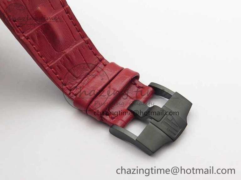 Elegant Royal Oak Offshore Survivor DLC Noob 1:1 Best Edition Black Dial On Red Leather Strap (Free Rubber Strap) 4975